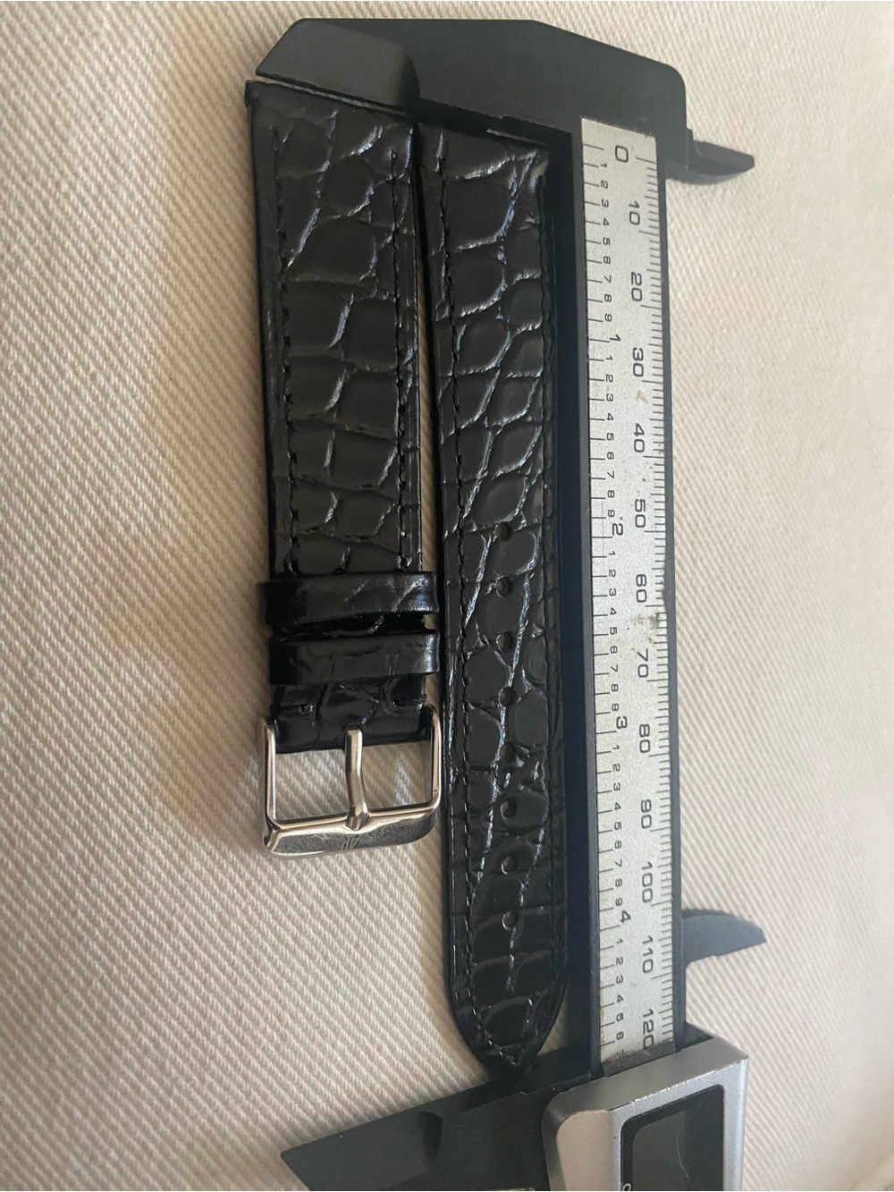 Black Croc-Embossed Leather Watch Strap - Mens AP Royal Oak 20mm Black